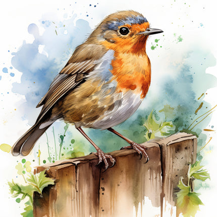 Robin Bird 100% Cotton Fabric Panel Block SC797