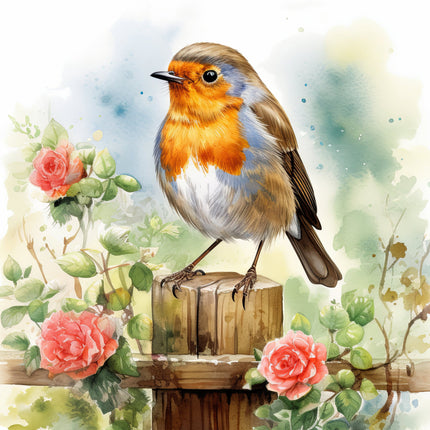 Robin Bird 100% Cotton Fabric Panel Block SC799