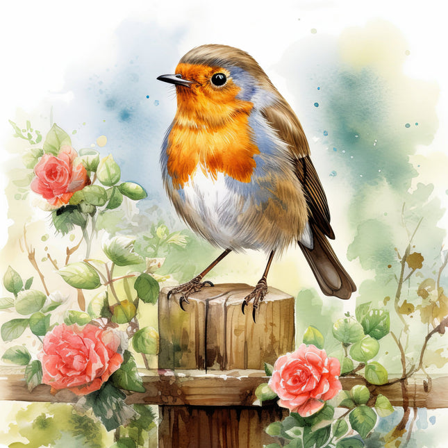 Robin Bird 100% Cotton Fabric Panel Block SC799