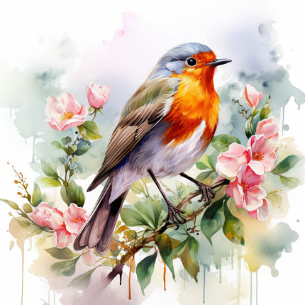 Robin Bird 100% Cotton Fabric Panel Block SC810