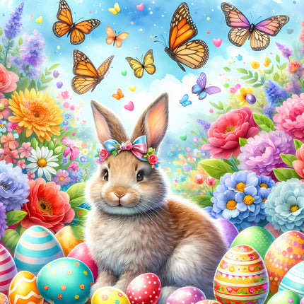 Easter Bunny Rabbit 100% Cotton Fabric Panel Block SC8995