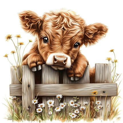 Highland Cow 100% Cotton Fabric Panel Block Quilt Square  SC98