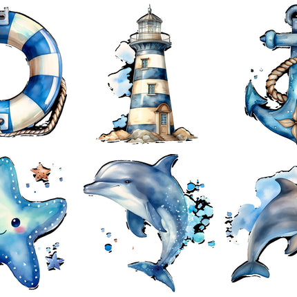 6 Piece 3"x3" Sea Nautical 100% Cotton Fabric Panel Squares Quilting Blocks