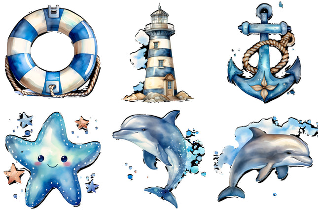 6 Piece 3"x3" Sea Nautical 100% Cotton Fabric Panel Squares Quilting Blocks