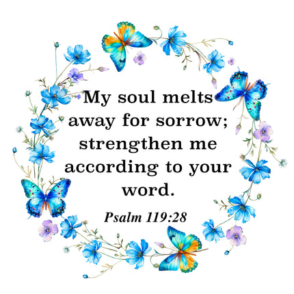 Psalm 119:28 Bible Verse Scripture 100% Cotton Fabric Panel Block A22