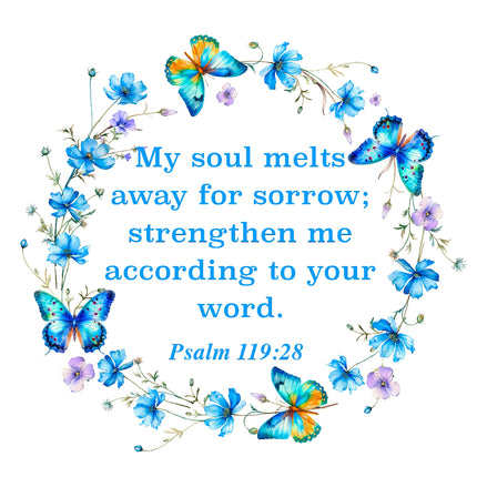 Psalm 119:28 Bible Verse Scripture 100% Cotton Fabric Panel Block A24
