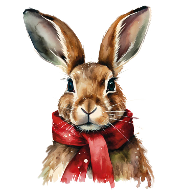 Winter Holiday Bunny Rabbit 100% Cotton Fabric Panel Block T1025