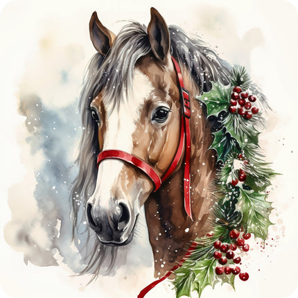 christmas horse fabric panel