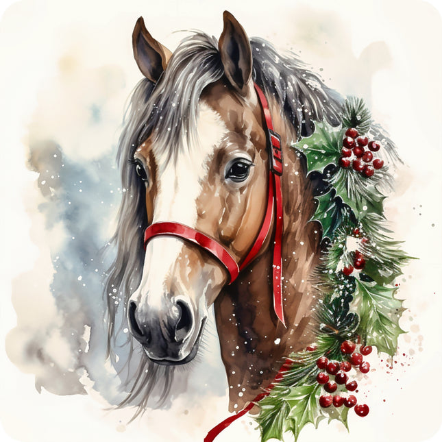 christmas horse fabric panel