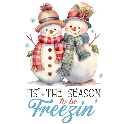 Two snowmen wearing scarves fabric panel