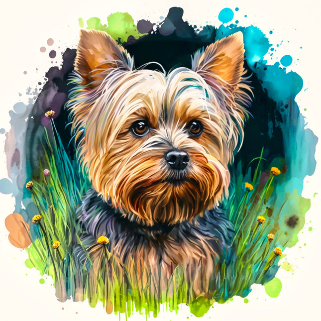 Colorful yorkie fabric panel
