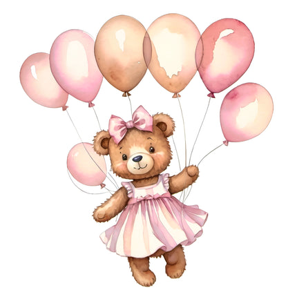 Pink Teddy Bear 100% Cotton Fabric Panel Block T103
