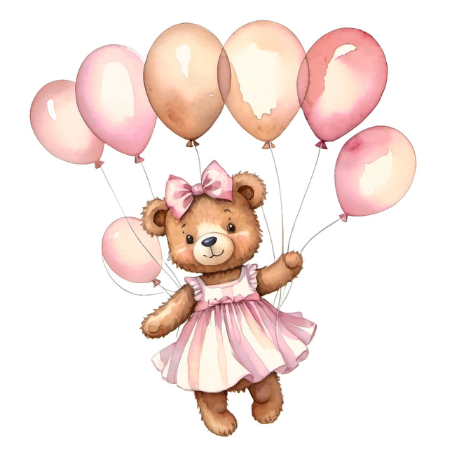 Pink Teddy Bear 100% Cotton Fabric Panel Block T103