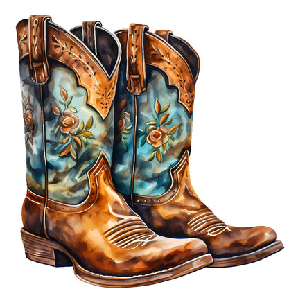 Pair of cowboy boots fabric panel