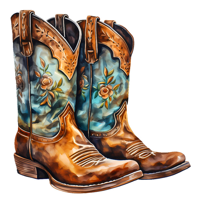 Cowboy Boots 100% Cotton Fabric Panel Block T1119