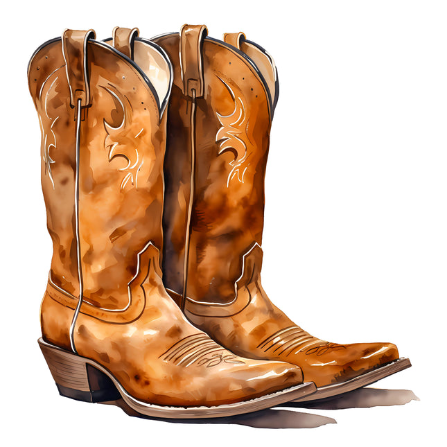 Cowboy Boots 100% Cotton Fabric Panel Block T1121