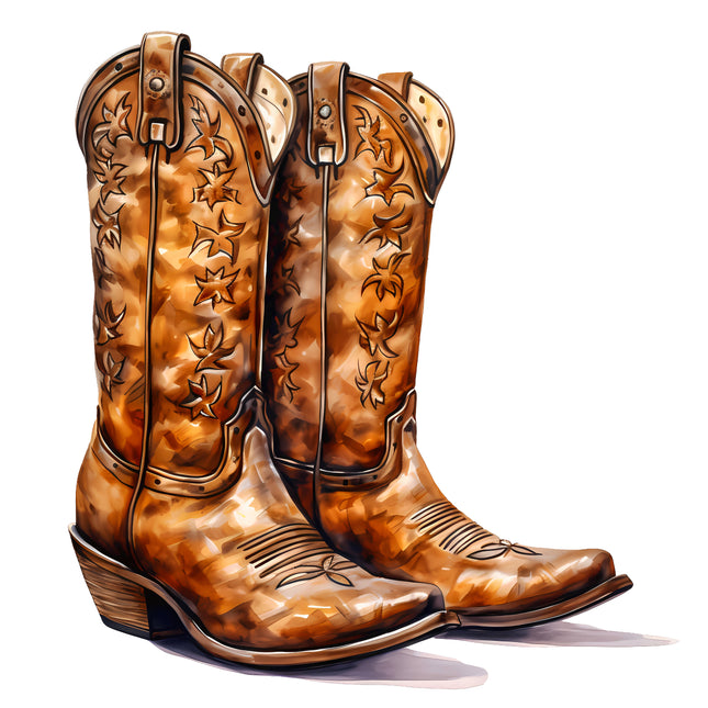 Cowboy Boots 100% Cotton Fabric Panel Block T1125