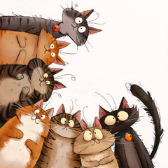 cartoon cats fabric panel