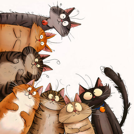 cartoon cats fabric panel