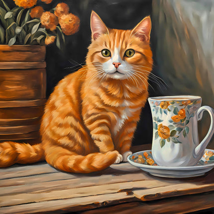 Orange tabby cat fabric panel