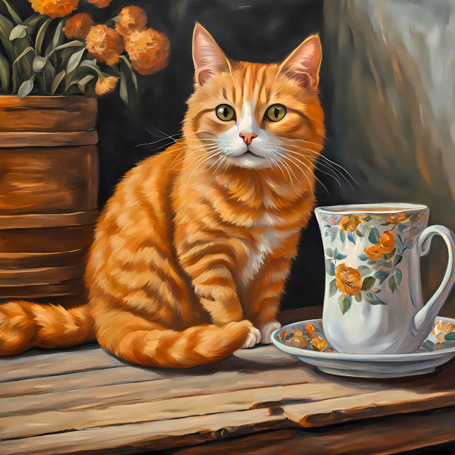 Orange tabby cat fabric panel