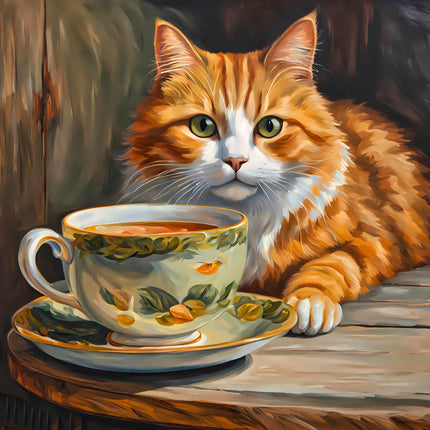 orange cat fabric panel for quilting 