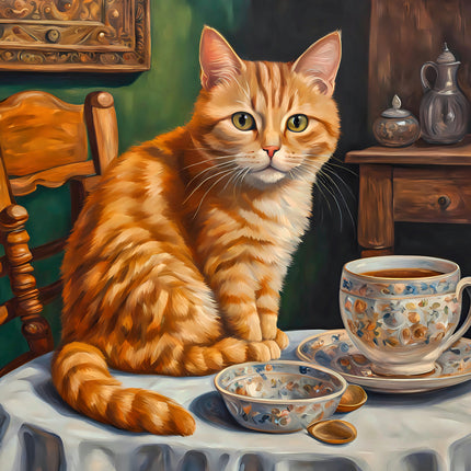 orange cat fabric panel for quilting 