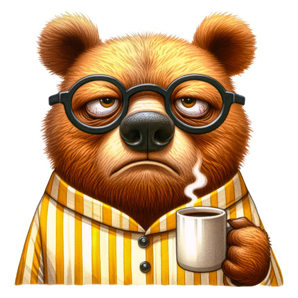 Cartoon bear wearing glasses fabric panel