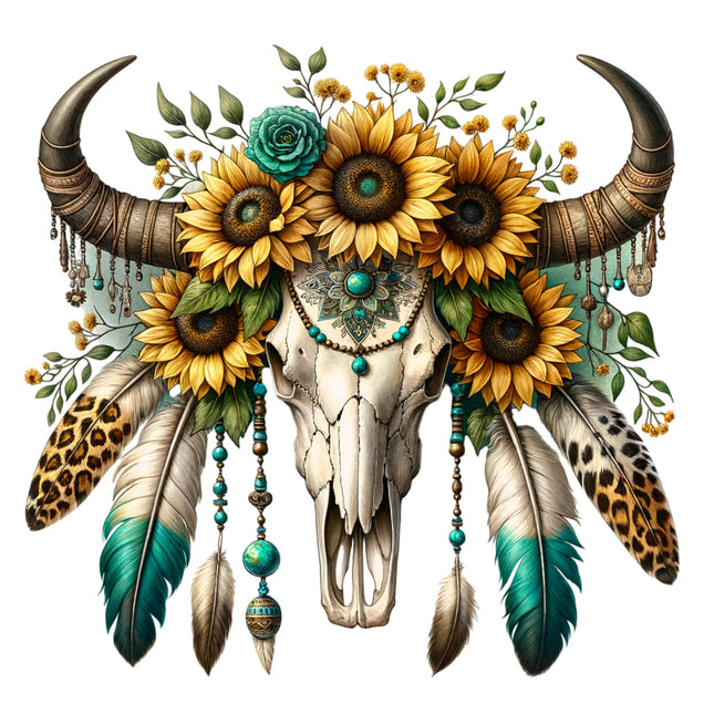 cow skull fabric panel