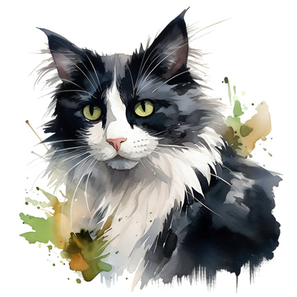 Tuxedo Cat 100% Cotton Fabric Panel Block T347