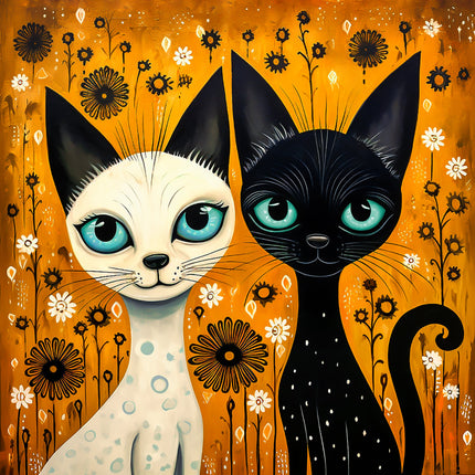 Two cats fabric panel