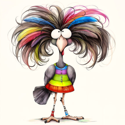 Colorful cartoon character with a vibrant hairstyle quilt panel