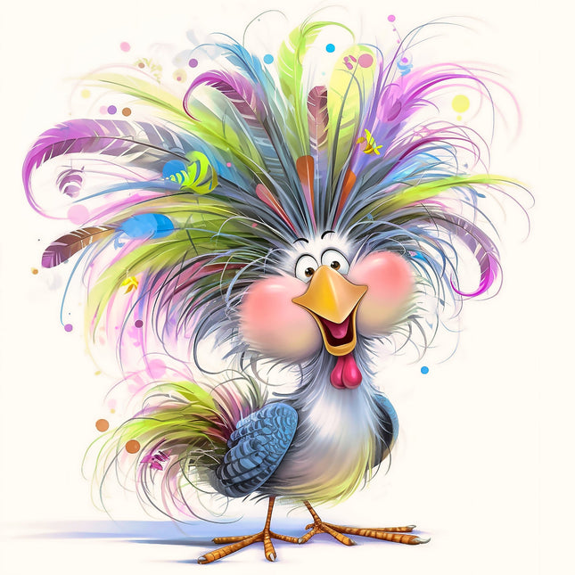Colorful cartoon rooster fabric panel