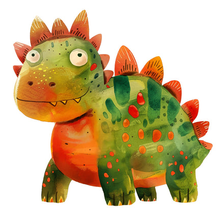 Colorful dinosaur toy with orange and green colors cotton panel