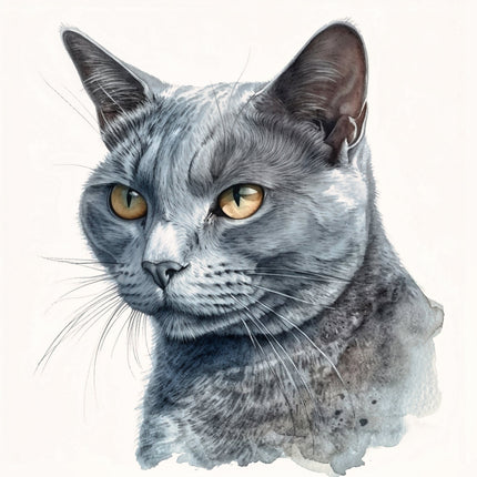 Gray cat with yellow eyes quilt block