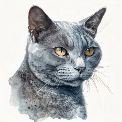 Gray cat with yellow eyes fabric panel