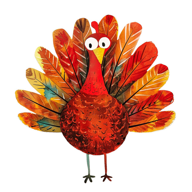Colorful cartoon turkey fabric panel