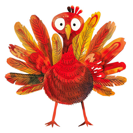 Colorful cartoon turkey fabric panel