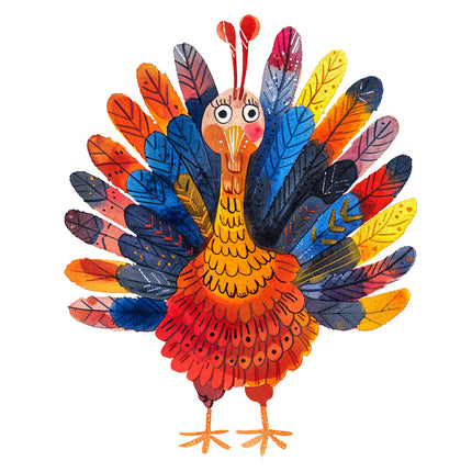 Colorful turkey fabric panel