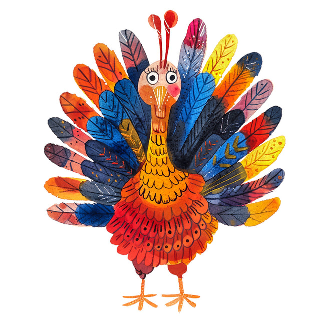 Colorful turkey fabric panel