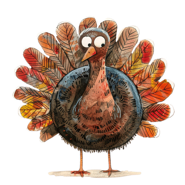 turkey with colorful feathers fabric panel