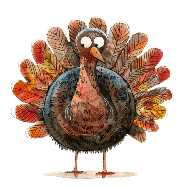 turkey with colorful feathers fabric panel