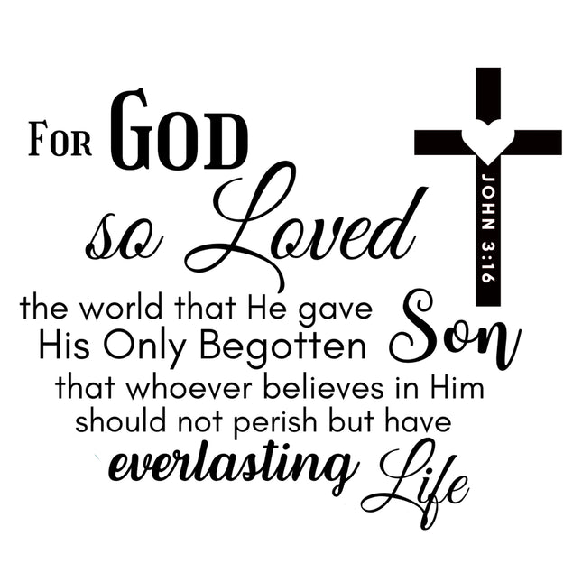 John 3:16 Bible Verse Scripture 100% Cotton Fabric Panel Block T415