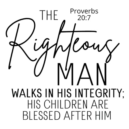 Proverbs 20:7 Bible Verse Scripture 100% Cotton Fabric Panel Block T421