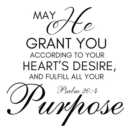 Psalm 20:4 Bible Verse Scripture 100% Cotton Fabric Panel Block T426