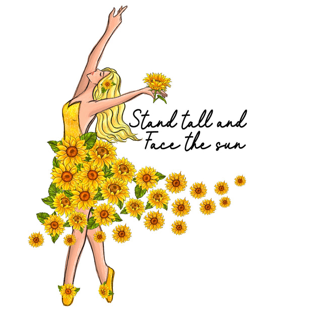 Stand Tall and Face the Sun Sunflower 100% Cotton Fabric Panel Block T426