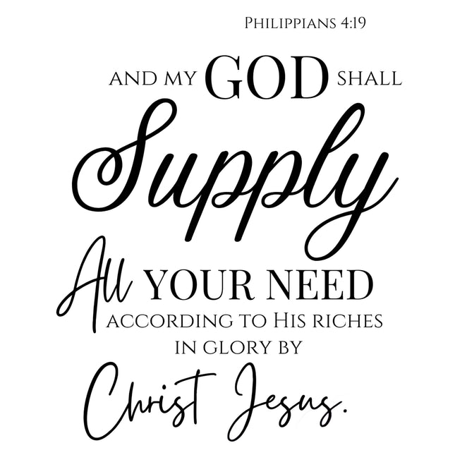 Philippians 4:19 Bible Verse Scripture 100% Cotton Fabric Panel Block T428