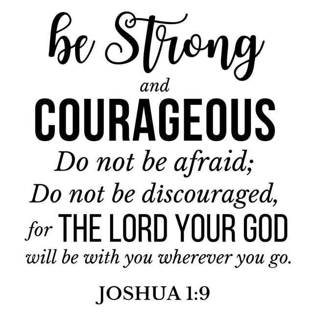 Joshua 1:9 Bible Verse Scripture 100% Cotton Fabric Panel Block T429