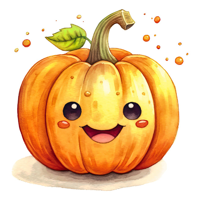 Cartoon pumpkin with a smiling face fabric panel
