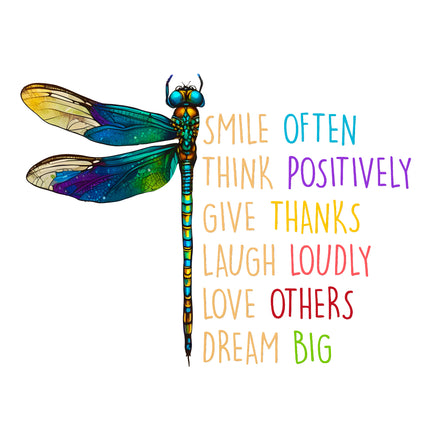 Positive Motivational Dragonfly 100% Cotton Fabric Panel Block T430